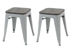 Mcw-A73 Kruk (Set Van 2) Houten Zitting, Grijs-Vente-unique Clearance