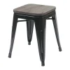 Mcw-A73 Kruk (Set Van 6) Houten Zitting, Zwart-Vente-unique Sale