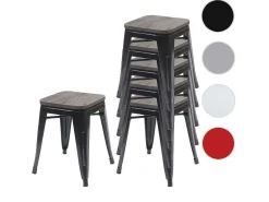 Mcw-A73 Kruk (Set Van 6) Houten Zitting, Zwart-Vente-unique Sale