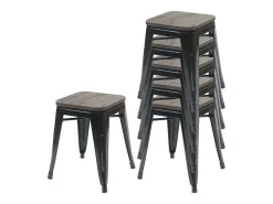 Mcw-A73 Kruk (Set Van 6) Houten Zitting, Zwart-Vente-unique Sale