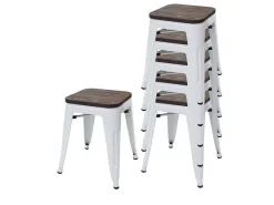 Mcw-A73 Kruk (Set Van 6) Houten Zitting, Wit-Vente-unique Online