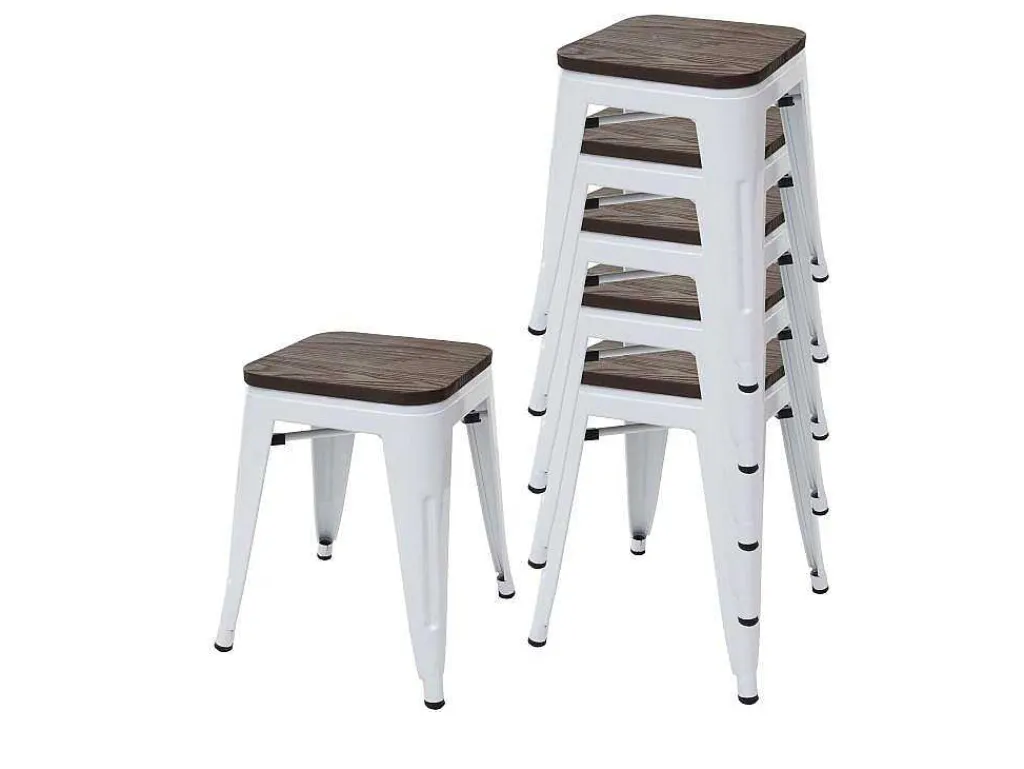 Mcw-A73 Kruk (Set Van 6) Houten Zitting, Wit-Vente-unique Online