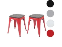 Mcw-A73 Kruk (Set Van 2) Houten Zitting, Rood-Vente-unique Hot