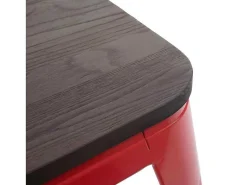 Mcw-A73 Kruk (Set Van 2) Houten Zitting, Rood-Vente-unique Hot