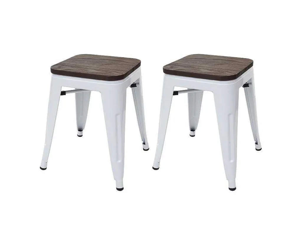 Mcw-A73 Kruk (Set Van 2) Houten Zitting, Wit-Vente-unique Online