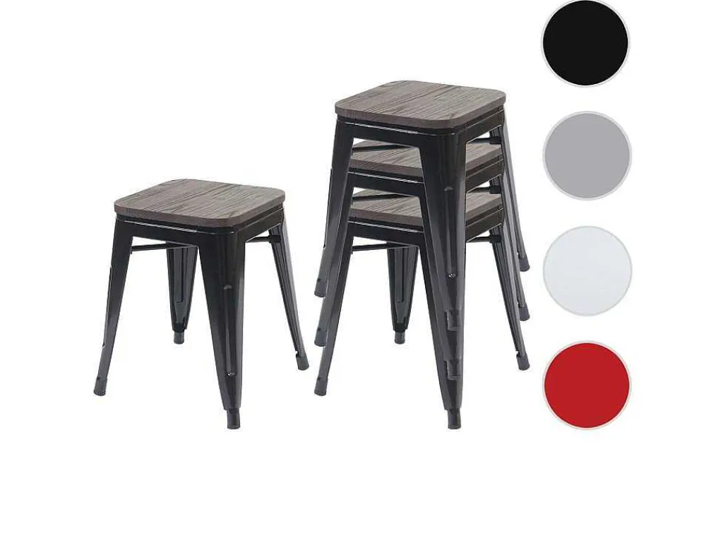 Mcw-A73 Kruk (Set Van 4) Houten Zitting, Zwart-Vente-unique Online