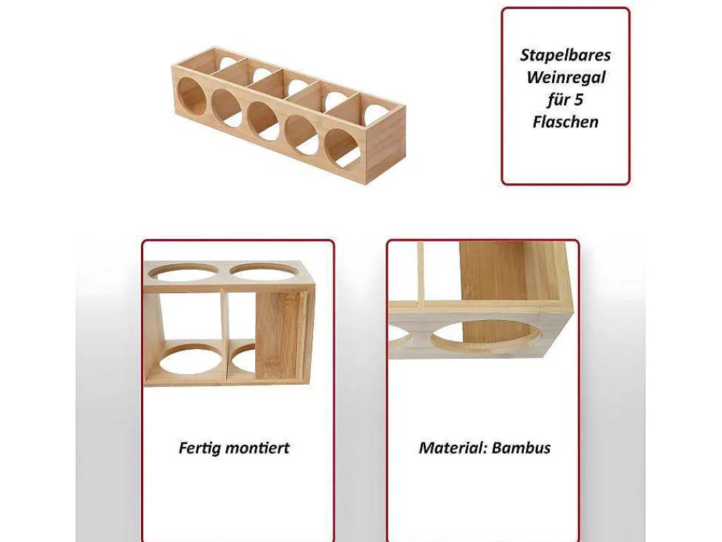 Mcw-B89 Bamboe Wijnrek, 4 Stuks-Vente-unique Clearance