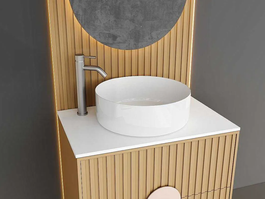 Mechanische Mengkraan Met Ronde Vorm Van Roestvrij Staal - Geborsteld Nikkel - H29,6 Cm - Salavan-Shower & Design Online