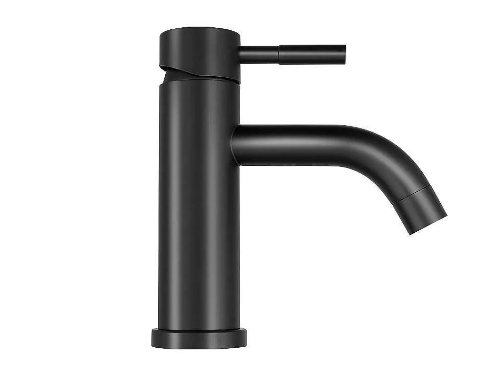 Mechanische Mengkraan Met Ronde Vorm Van Geborsteld Roestvrij Staal - Mat Zwart - H17 Cm - Salavan-Shower & Design Hot