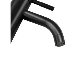 Mechanische Mengkraan Met Ronde Vorm Van Geborsteld Roestvrij Staal - Mat Zwart - H17 Cm - Salavan-Shower & Design Hot