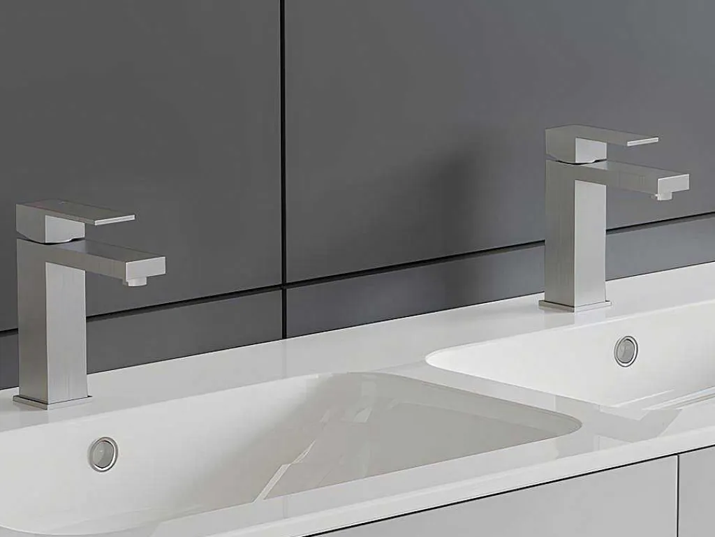 Mechanische Mengkraan Met Vierkante Vorm Van Roestvrij Staal - Geborsteld Nikkel - H17,3 Cm - Canilas-Shower & Design Hot