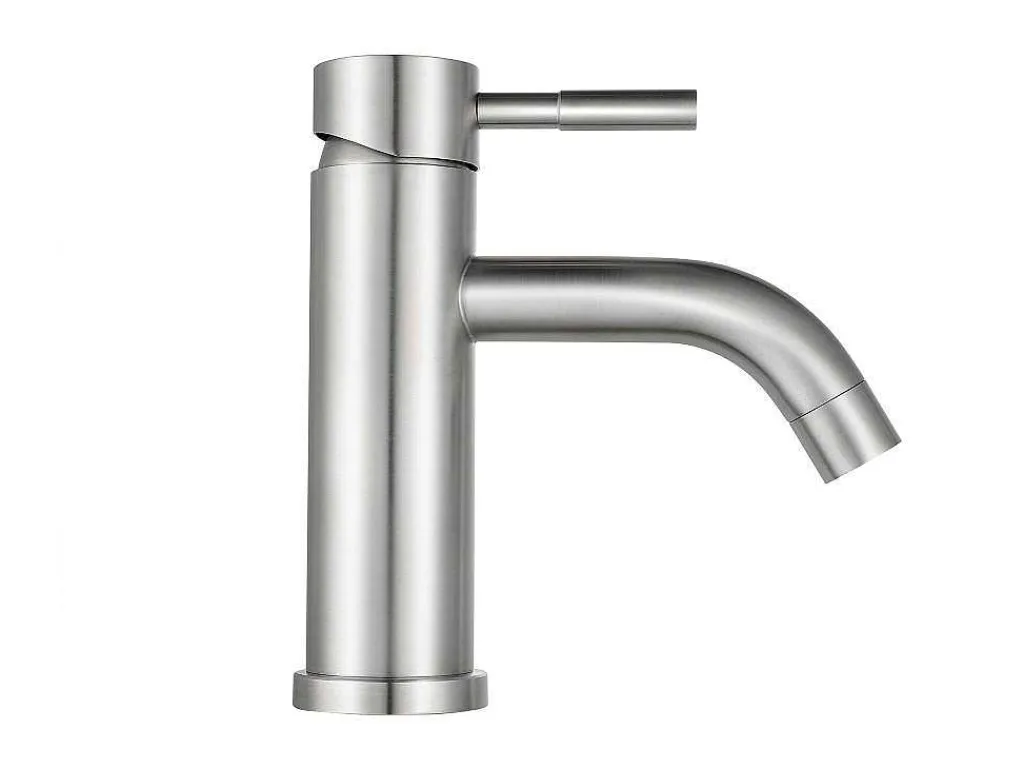 Mechanische Mengkraan Met Ronde Vorm Van Roestvrij Staal - Geborsteld Nikkel - H17 Cm - Salavan-Shower & Design Online