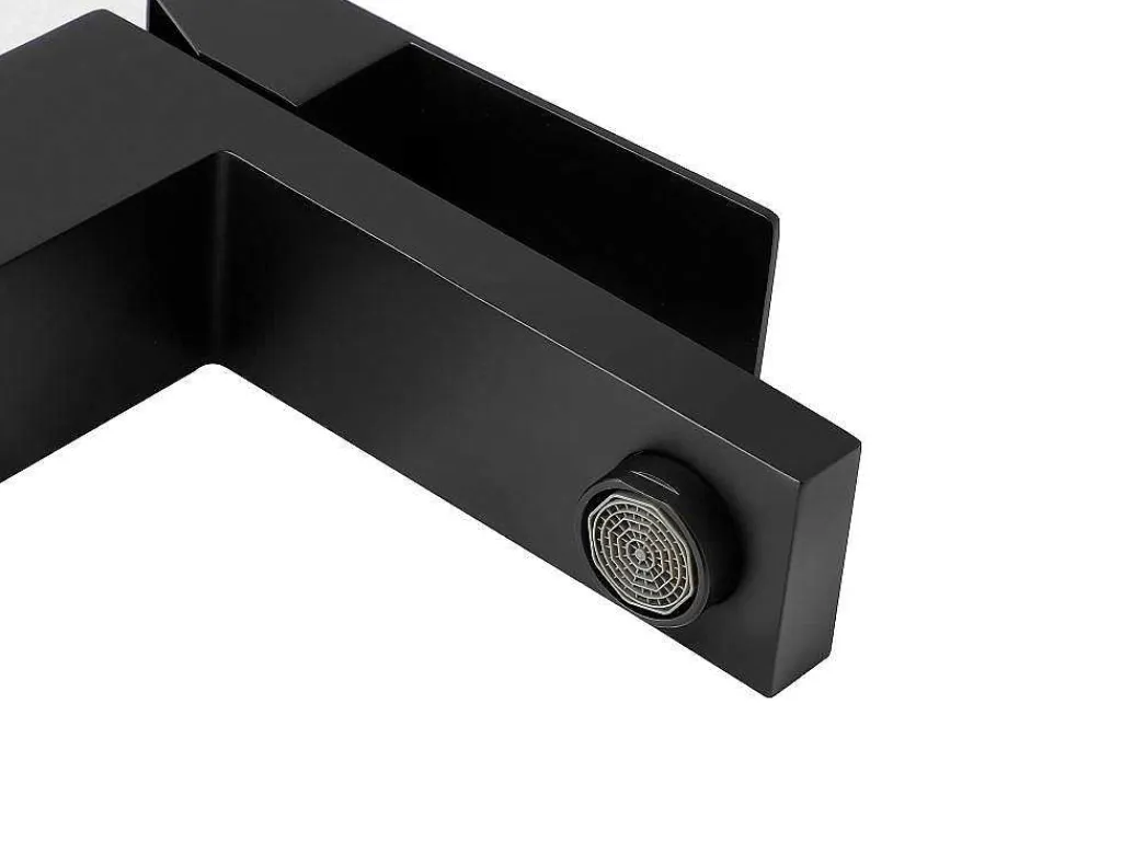 Mechanische Mengkraan Met Vierkante Vorm Van Geborsteld Roestvrij Staal - Mat Zwart, H17,3 Cm - Canilas-Shower & Design Online
