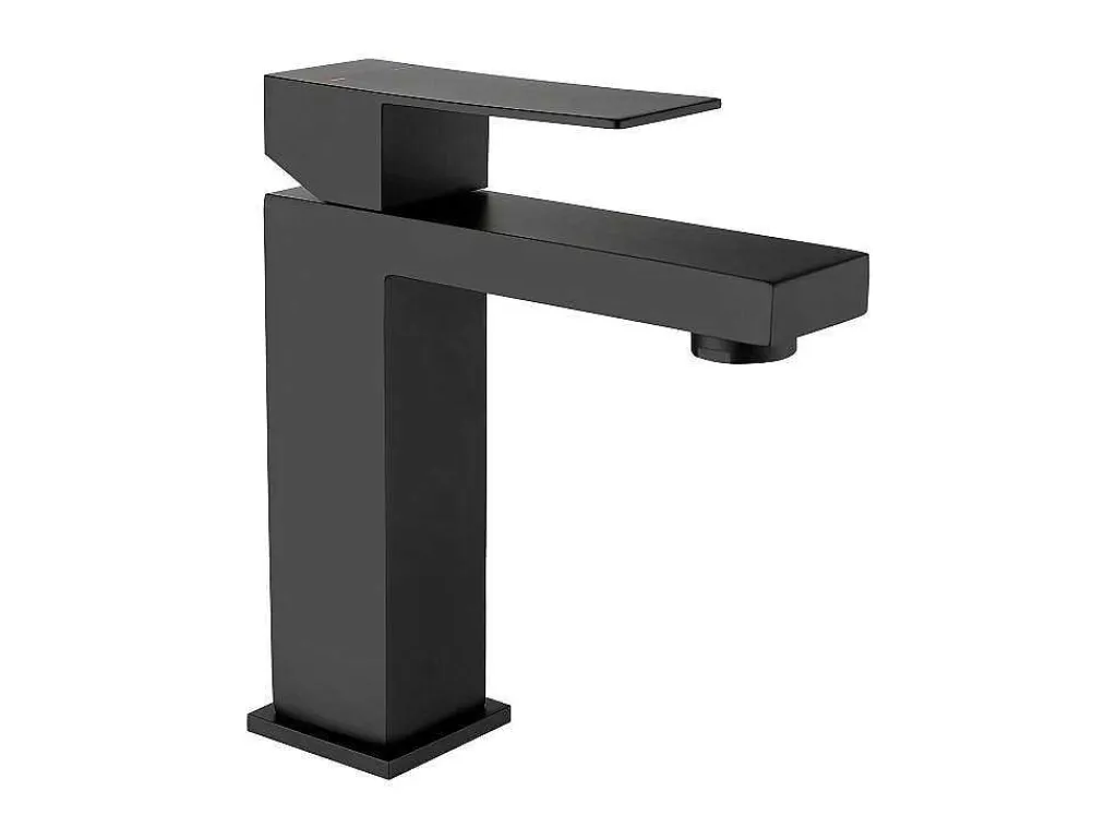 Mechanische Mengkraan Met Vierkante Vorm Van Geborsteld Roestvrij Staal - Mat Zwart, H17,3 Cm - Canilas-Shower & Design Online