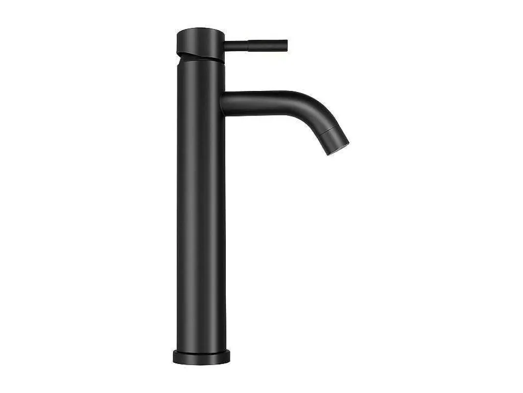 Mechanische Mengkraan Met Ronde Vorm Van Geborsteld Roestvrij Staal - Mat Zwart - H29.6 Cm - Salavan-Shower & Design Outlet