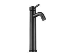 Mechanische Mengkraan Met Ronde Vorm Van Geborsteld Roestvrij Staal - Mat Zwart - H29.6 Cm - Salavan-Shower & Design Outlet