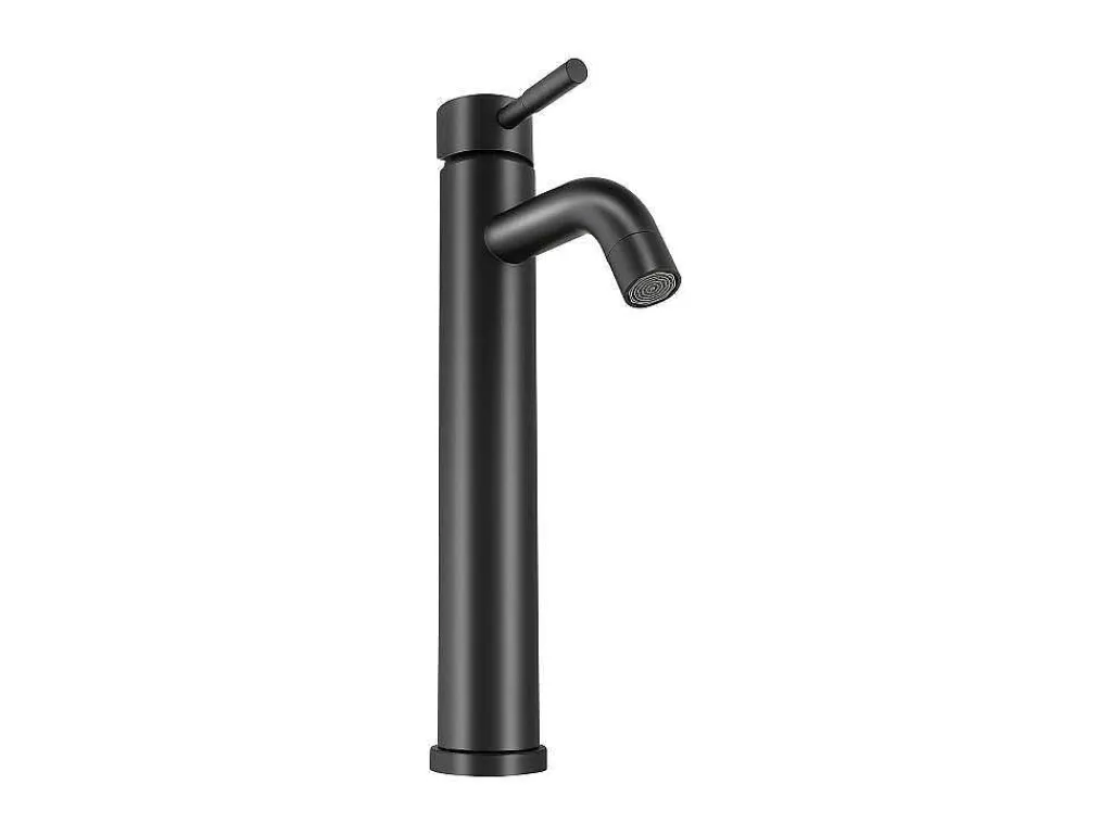 Mechanische Mengkraan Met Ronde Vorm Van Geborsteld Roestvrij Staal - Mat Zwart - H29.6 Cm - Salavan-Shower & Design Outlet