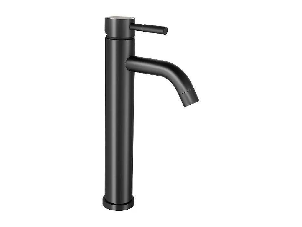 Mechanische Mengkraan Met Ronde Vorm Van Geborsteld Roestvrij Staal - Mat Zwart - H29.6 Cm - Salavan-Shower & Design Outlet