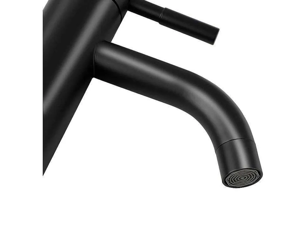 Mechanische Mengkraan Met Ronde Vorm Van Geborsteld Roestvrij Staal - Mat Zwart - H29.6 Cm - Salavan-Shower & Design Outlet