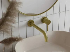 Mechanische Mengkraan Voor Inbouw Met Afgerond Uiteinde - Goudkleurig Met Satijnglans - Lozoya-Shower & Design Sale