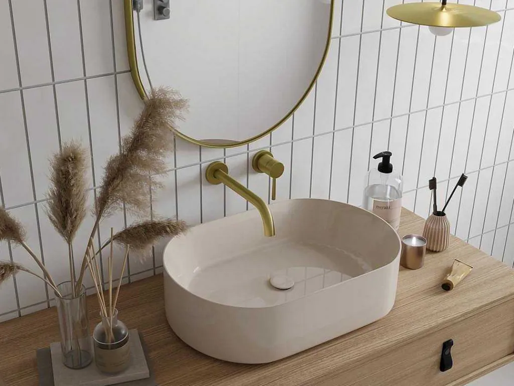 Mechanische Mengkraan Voor Inbouw Met Afgerond Uiteinde - Goudkleurig Met Satijnglans - Lozoya-Shower & Design Sale