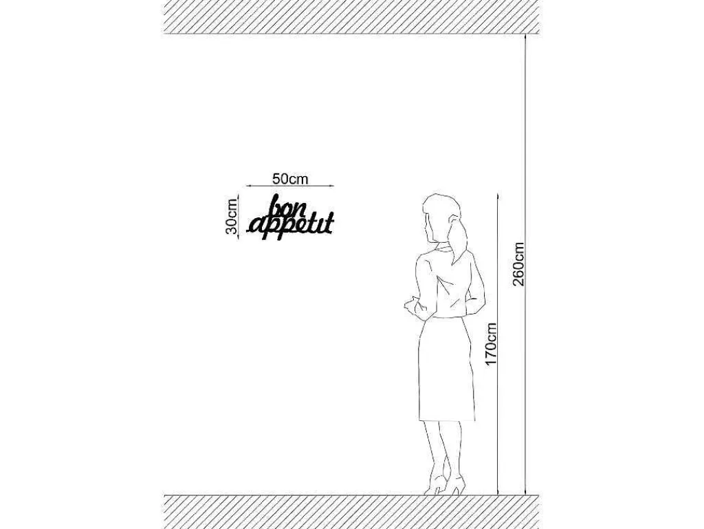 Metalen Decoratie Bon Appetit, Zwart, 50X1,5X30 Cm,-EPIKASA