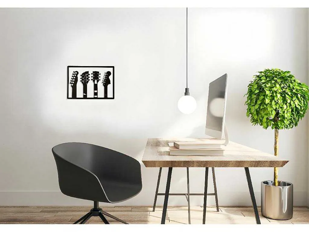 Metalen Decoratie Gitaar 19, Zwart, 46X1,5X32 Cm,-EPIKASA Online