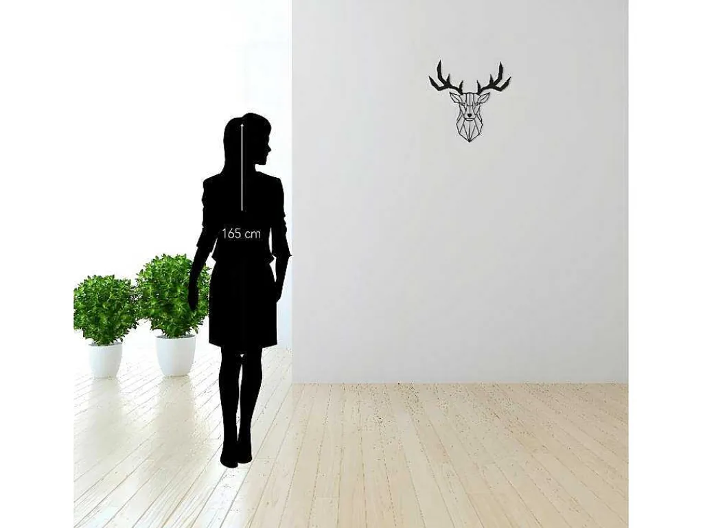 Metalen Decoratie Herten 3, Zwart, 51X1,5X51 Cm,-EPIKASA Online