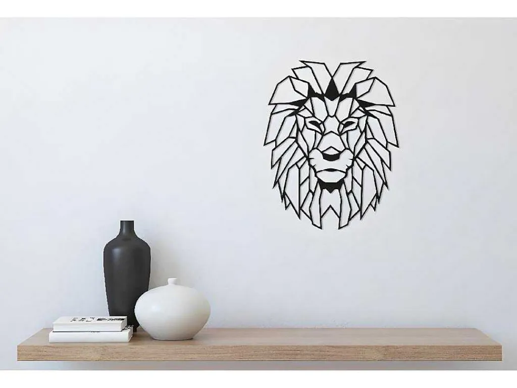 Metalen Decoratie Leeuw 4, Zwart, 40X1,5X50 Cm,-EPIKASA Sale