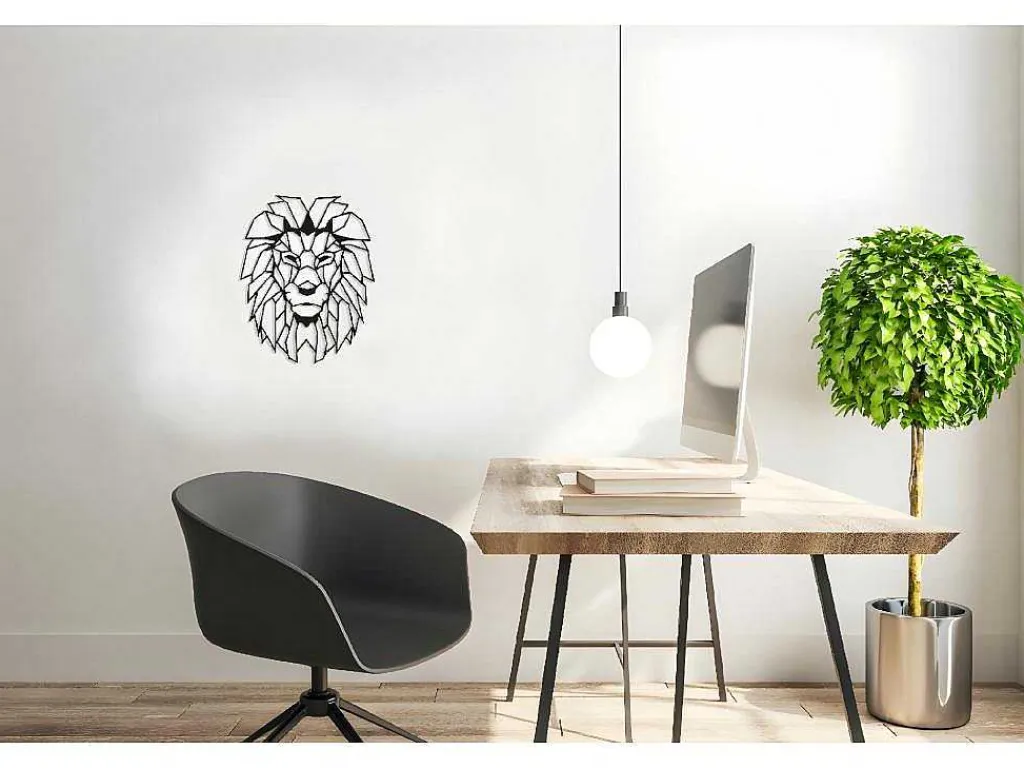 Metalen Decoratie Leeuw 4, Zwart, 40X1,5X50 Cm,-EPIKASA Sale