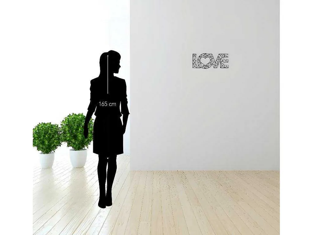 Metalen Decoratie Love 8, Zwart, 50X1,5X20 Cm,-EPIKASA Online