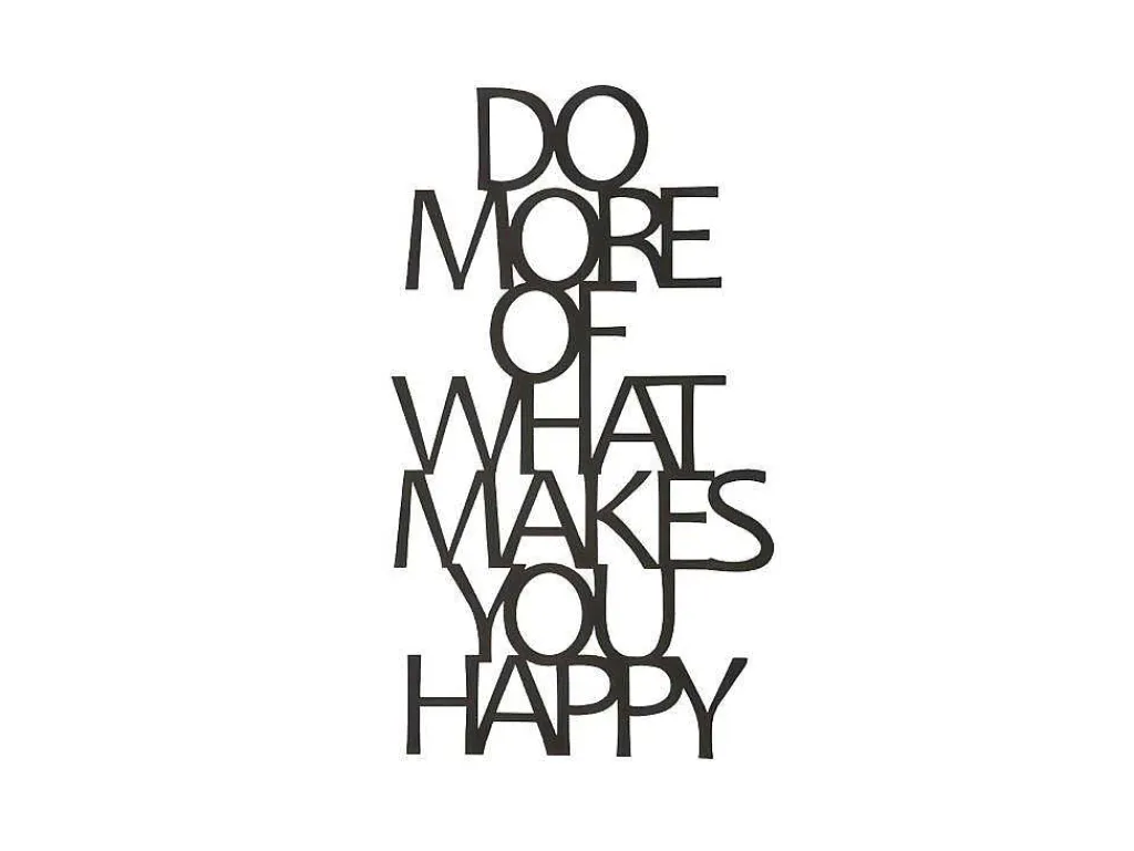 Metalen Decoratie Makes You Happy 1, Zwart, 41X1,5X70 Cm,-EPIKASA Clearance