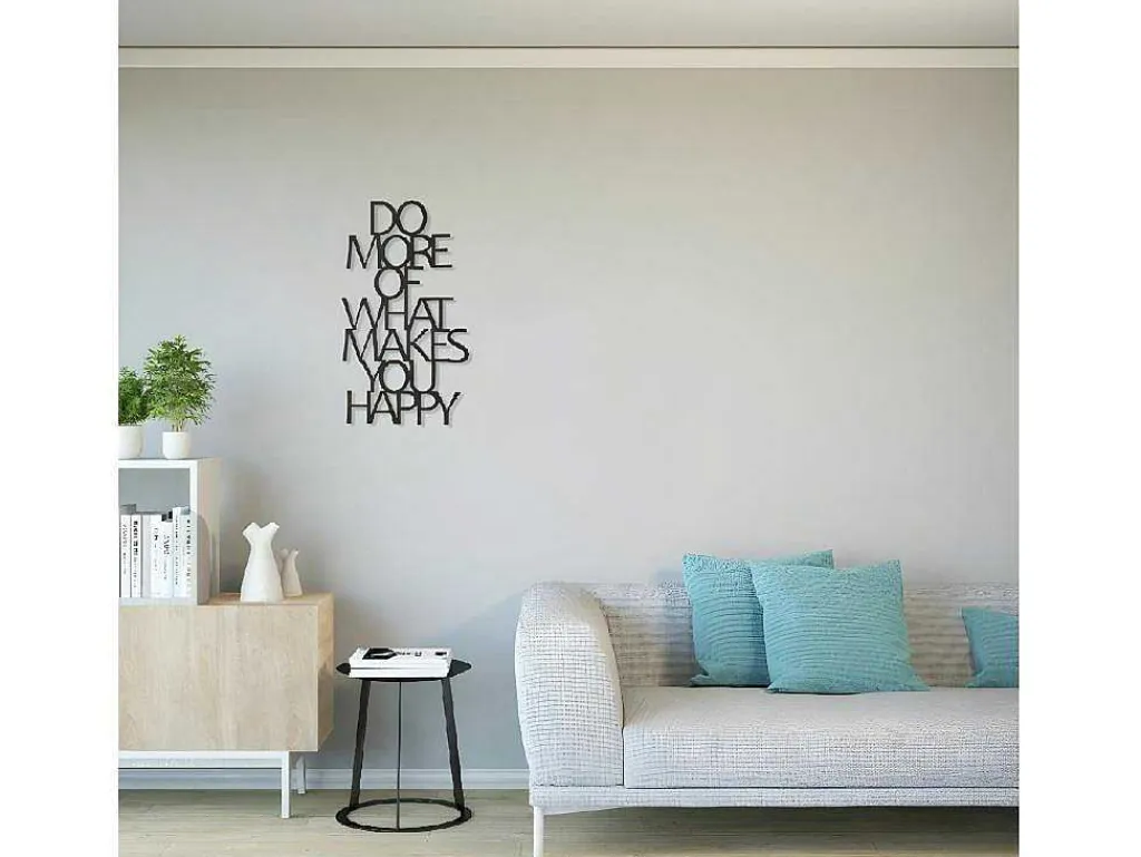 Metalen Decoratie Makes You Happy 1, Zwart, 41X1,5X70 Cm,-EPIKASA Clearance