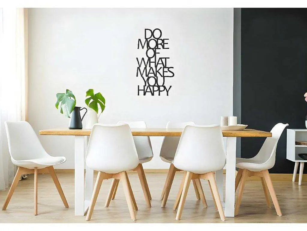 Metalen Decoratie Makes You Happy 1, Zwart, 41X1,5X70 Cm,-EPIKASA Clearance