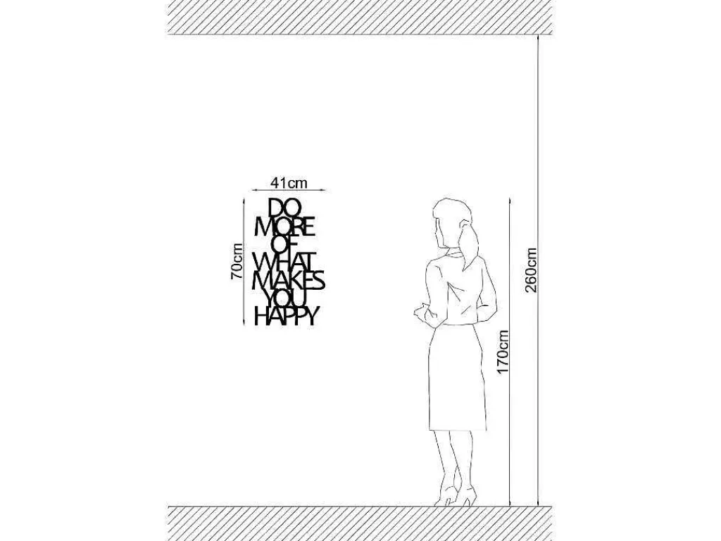Metalen Decoratie Makes You Happy 1, Zwart, 41X1,5X70 Cm,-EPIKASA Clearance