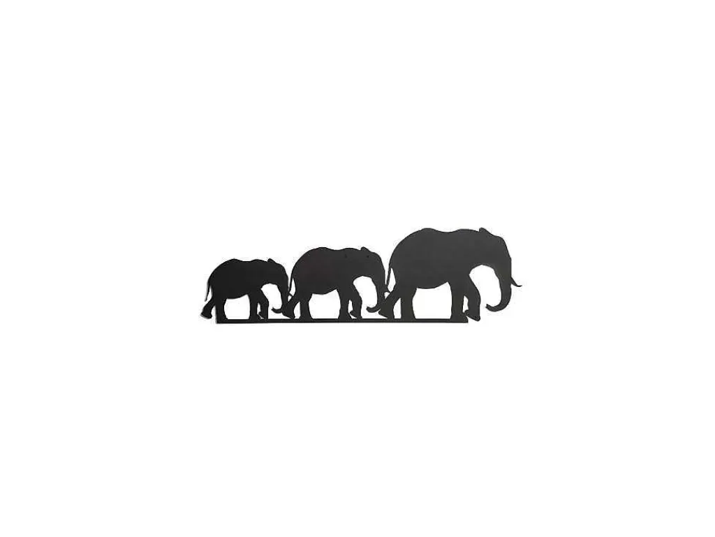 Metalen Decoratie Olifant 4, Zwart, 50X1,5X15 Cm,-EPIKASA Sale