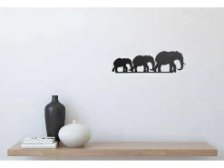 Metalen Decoratie Olifant 4, Zwart, 50X1,5X15 Cm,-EPIKASA Sale