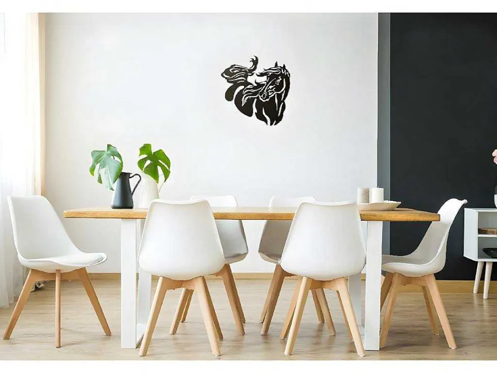 Metalen Decoratie Paard 2, Zwart, 50X1,5X50 Cm,-EPIKASA Clearance