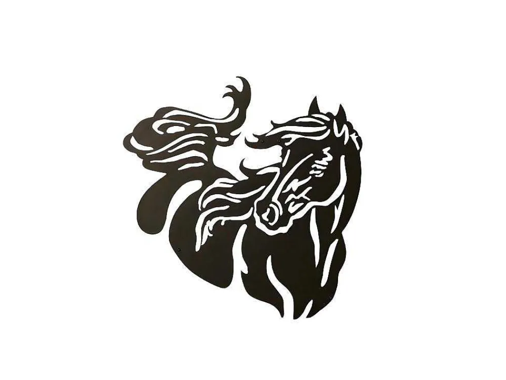 Metalen Decoratie Paard 2, Zwart, 50X1,5X50 Cm,-EPIKASA Clearance