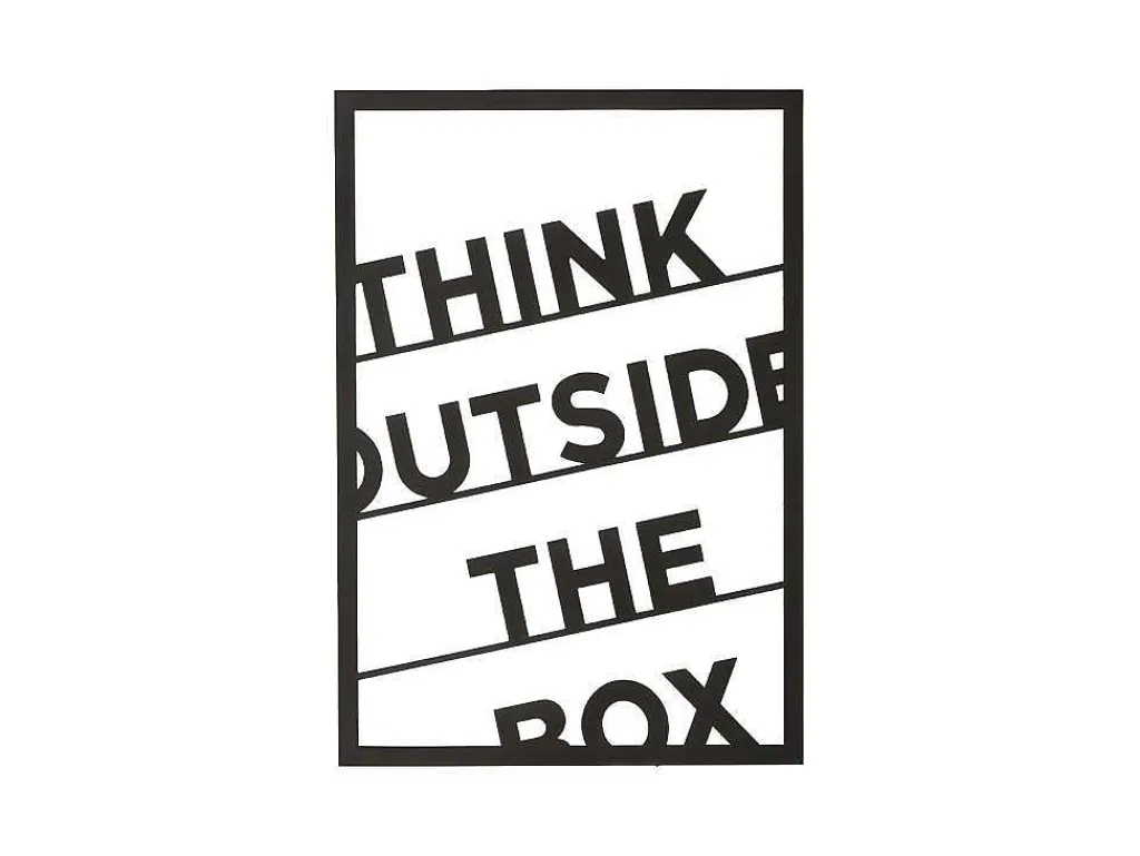 Metalen Decoratie Think Outside The Box 2, Zwart, 50X1,5X70 Cm,-EPIKASA New