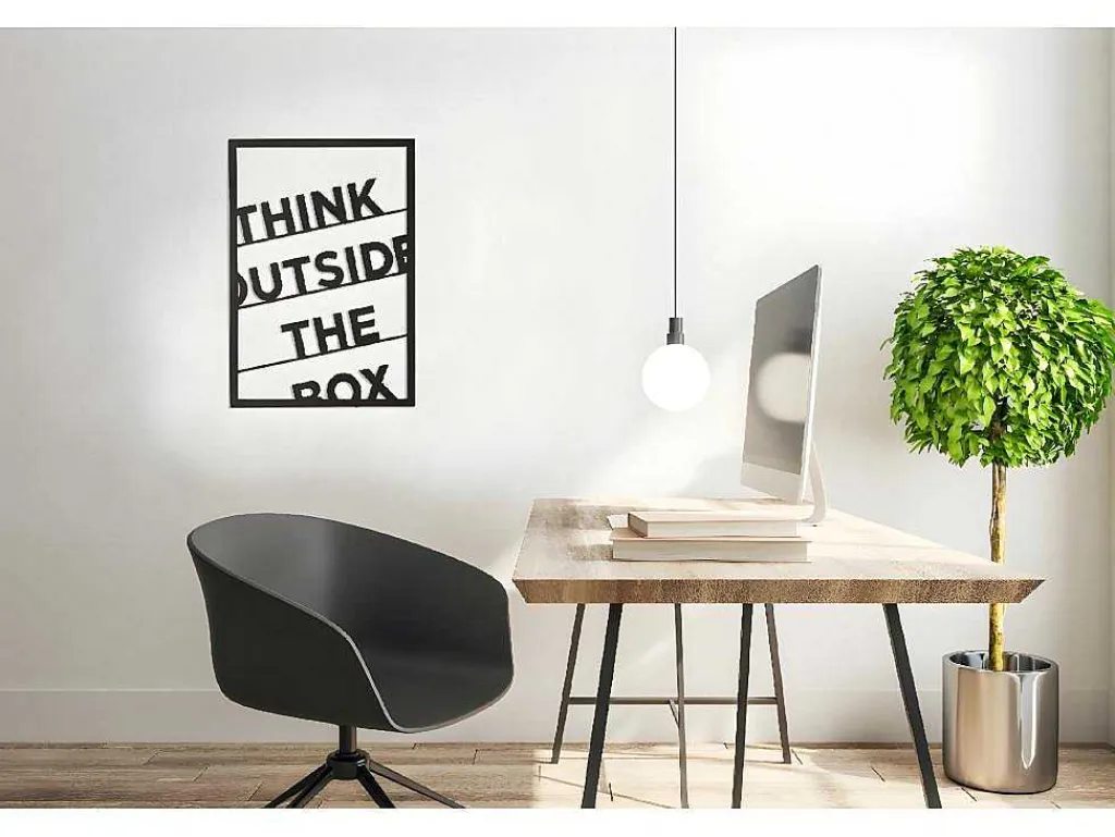 Metalen Decoratie Think Outside The Box 2, Zwart, 50X1,5X70 Cm,-EPIKASA New