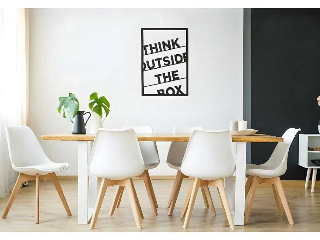 Metalen Decoratie Think Outside The Box 2, Zwart, 50X1,5X70 Cm,-EPIKASA New
