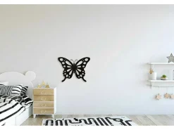 Metalen Decoratie Vlinder 7, Zwart, 48X1,5X37 Cm,-EPIKASA New