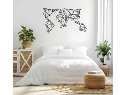 Metalen Decoratie Wereldkaart 21, Zwart, 140X1,5X80 Cm,-EPIKASA Sale