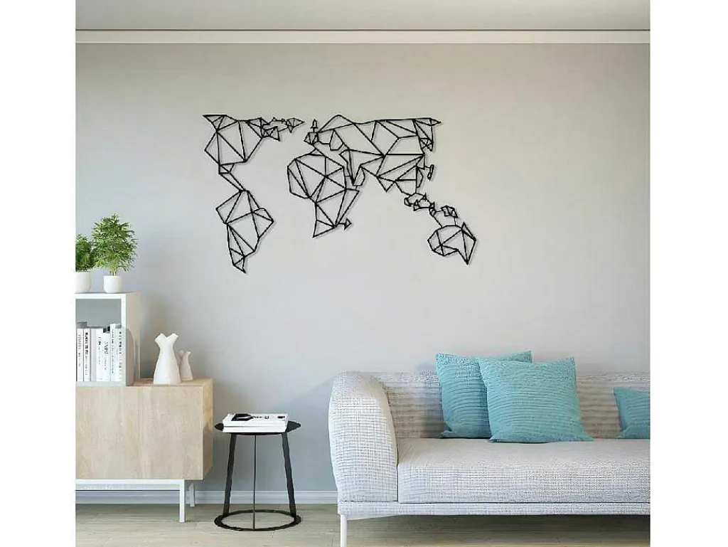 Metalen Decoratie Wereldkaart 21, Zwart, 140X1,5X80 Cm,-EPIKASA Sale