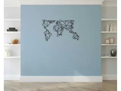 Metalen Decoratie Wereldkaart 21, Zwart, 140X1,5X80 Cm,-EPIKASA Sale