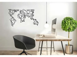 Metalen Decoratie Wereldkaart 21, Zwart, 140X1,5X80 Cm,-EPIKASA Sale