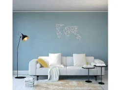 Metalen Decoratie Wereldkaart 19, Wit, 100X1,5X58 Cm,-EPIKASA
