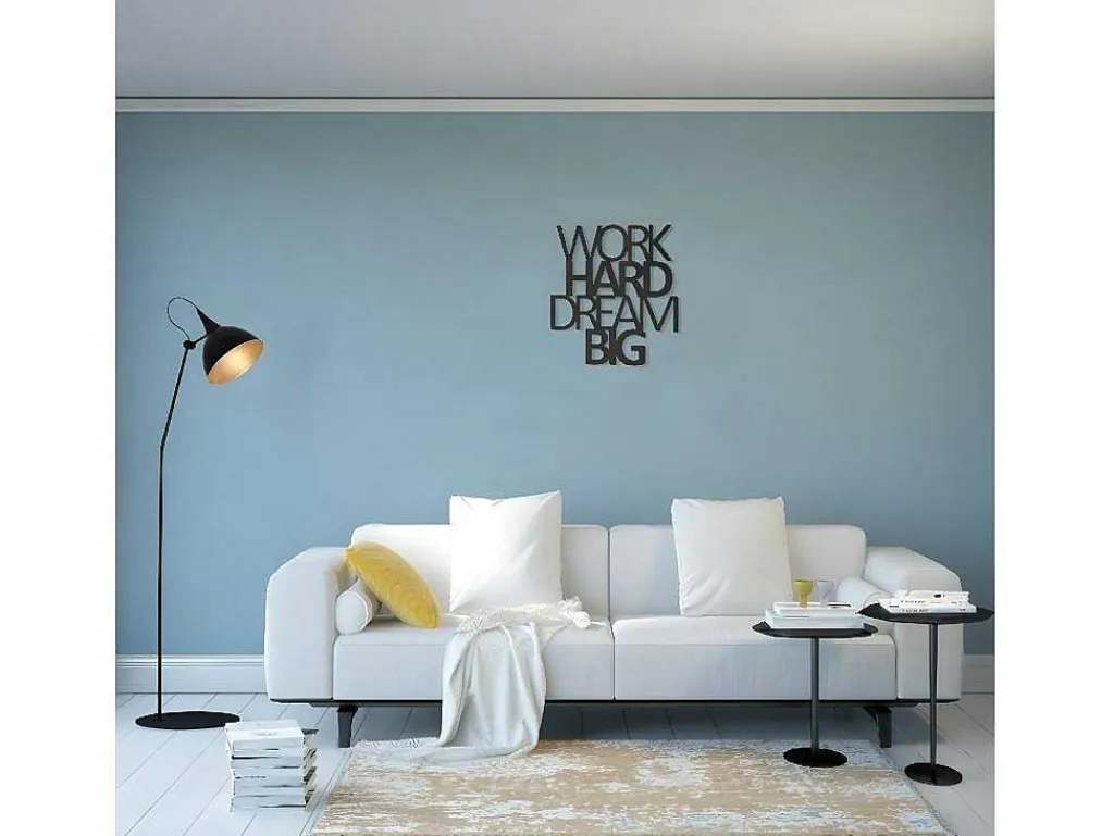 Metalen Decoratie Work Hard Dream Big 1, Zwart, 65X1,5X70 Cm,-EPIKASA