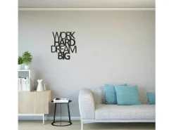 Metalen Decoratie Work Hard Dream Big 1, Zwart, 65X1,5X70 Cm,-EPIKASA